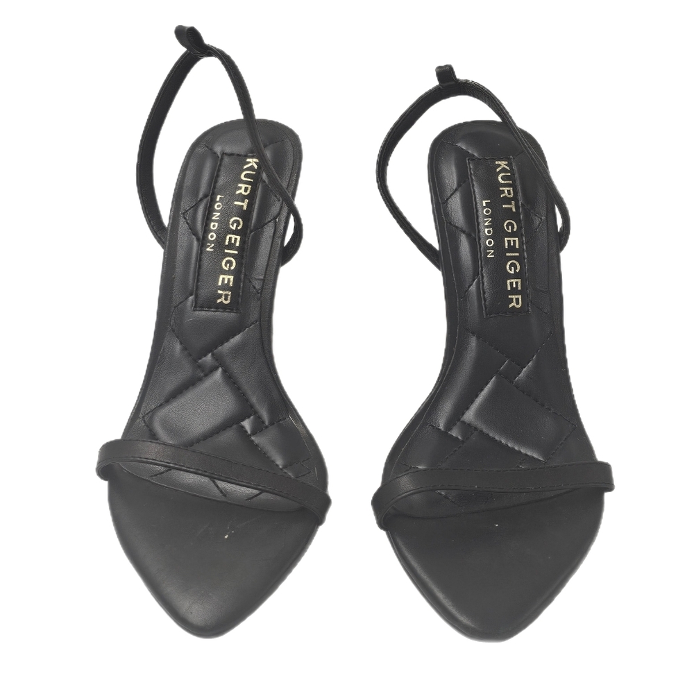 Kurt Geiger London Brixton Black Stiletto Sandals Quilted Heel Womens 6 EU36